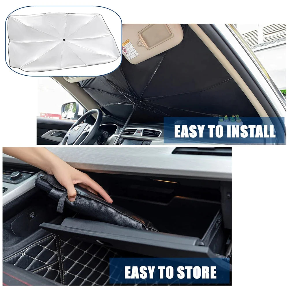Ultimate 51" Foldable Car Windshield Sun Shade Umbrella - Protect Your Vehicle in Style!