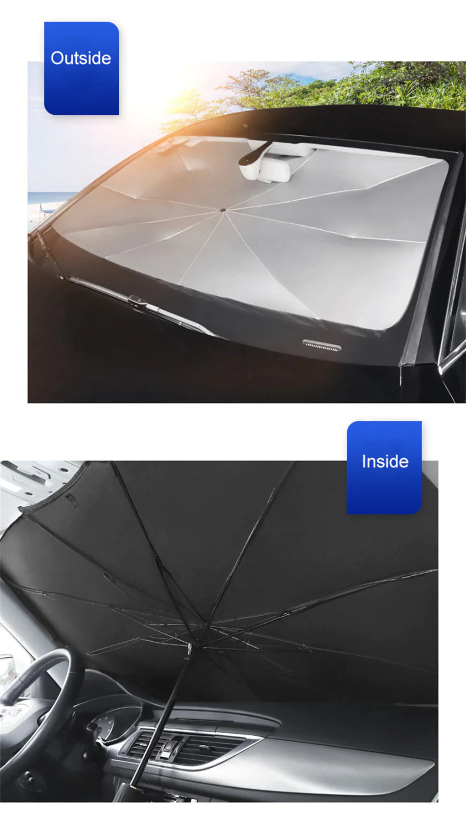 Ultimate 51" Foldable Car Windshield Sun Shade Umbrella - Protect Your Vehicle in Style!