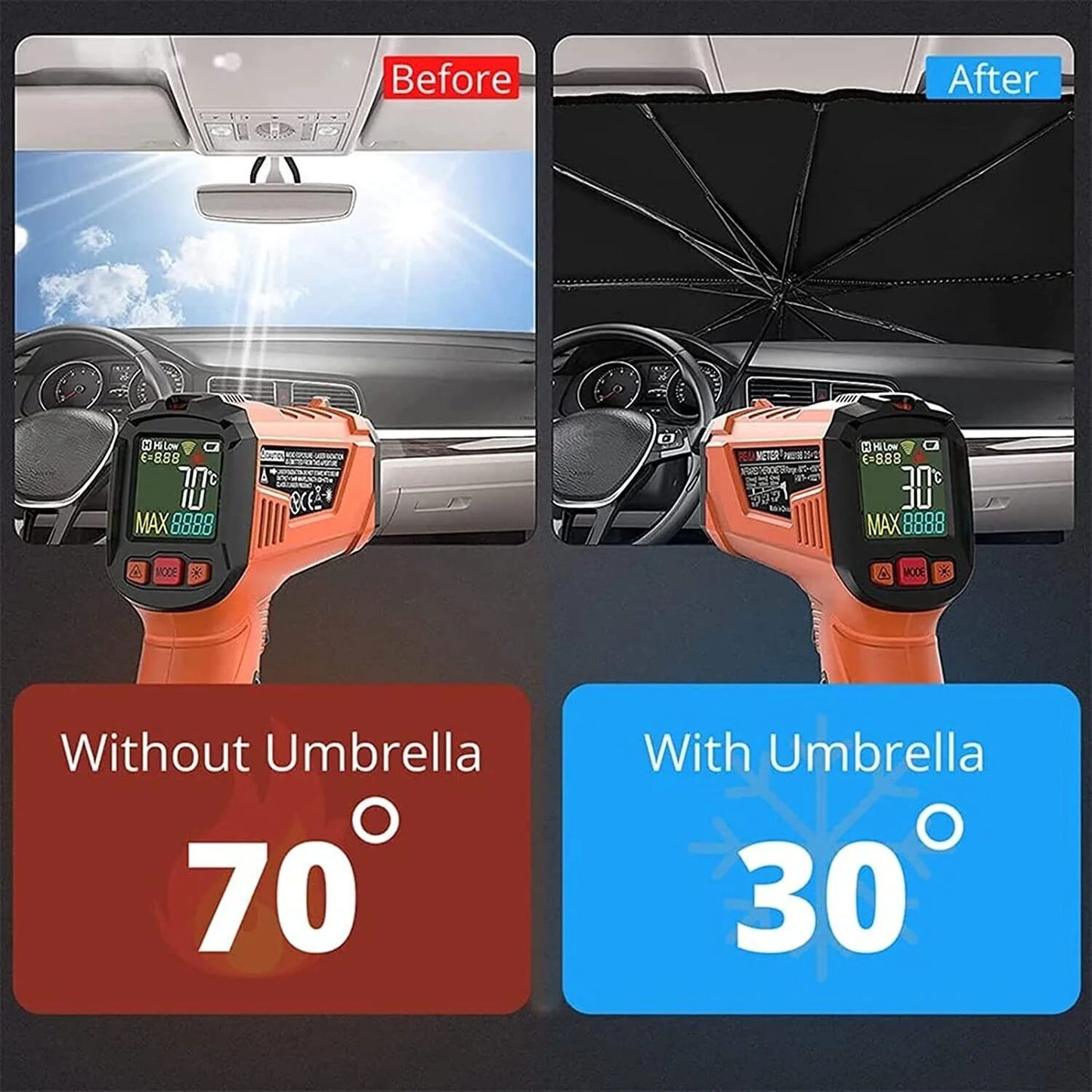 Ultimate 51" Foldable Car Windshield Sun Shade Umbrella - Protect Your Vehicle in Style!