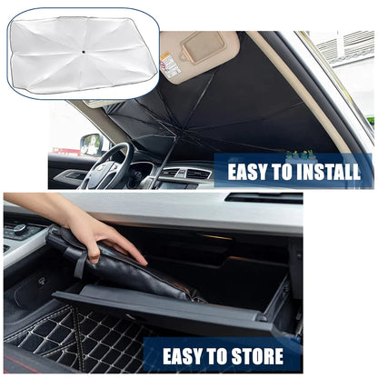 Ultimate 51" Foldable Car Windshield Sun Shade Umbrella - Protect Your Vehicle in Style!